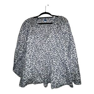 Old Navy Blue and White Floral Blouse